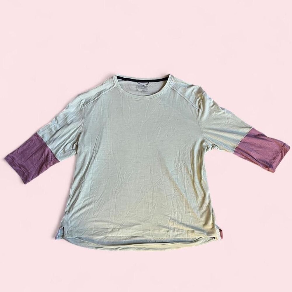 Patagonia Women XL Merino Wool 3/4 Sleeve Bike Jersey Sage Green STY23940